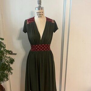 Rare Vintage Zachary's Smile for Barneys CO-OP Green Midi Dress Size Small